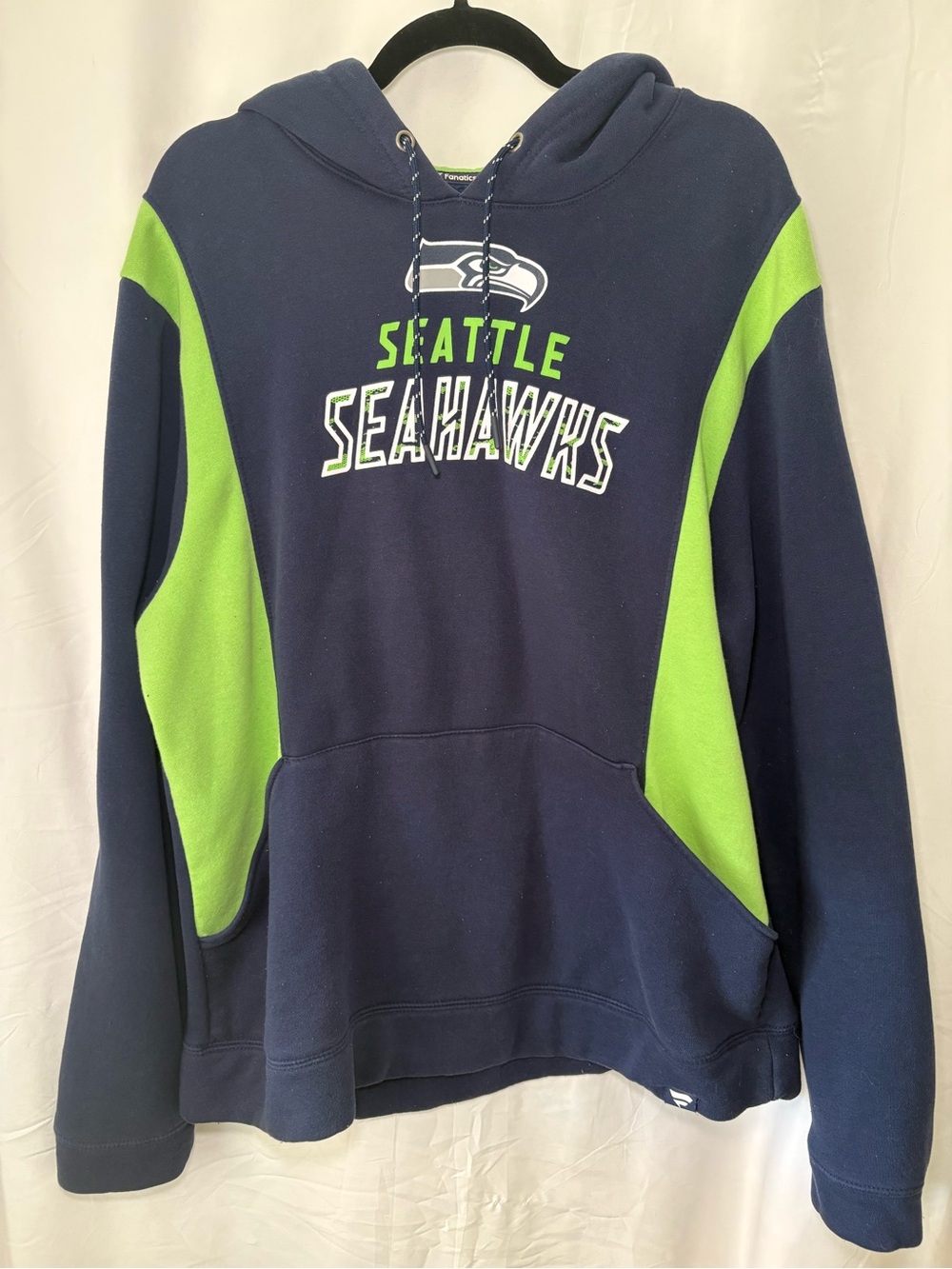 Seattle Seahawks Hoodie Fanatics NFL Navy Green Pullover Mens Size XL